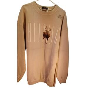Techstyles Sportswear Whitetail Hunter Deer Hunting Cream Sweatshirt New XL